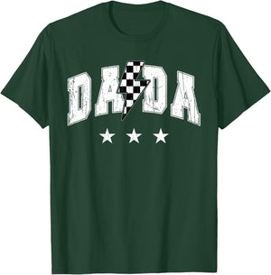 Retro Dada Lightning Bolt Checkered Father’s day T-Shirt - T-Shirt | Forest