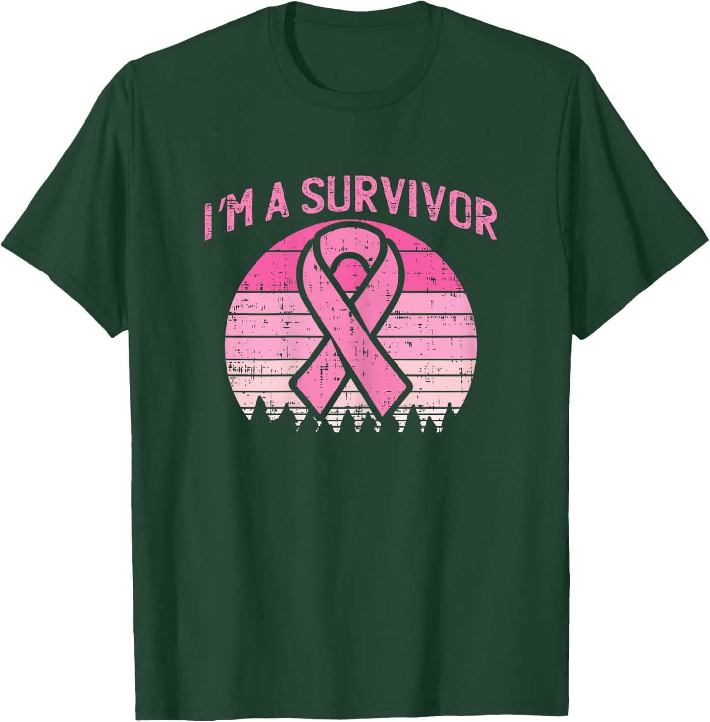 Im A Survivor Breast Cancer Awareness Bow T-Shirt - T-Shirt | Forest