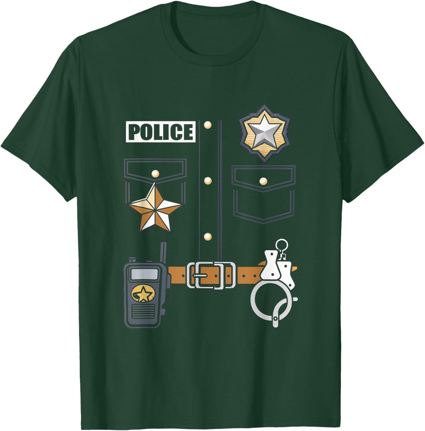 Police Officer Badge Star Uniform Police Cops T-Shirt - T-Shirt | Forest