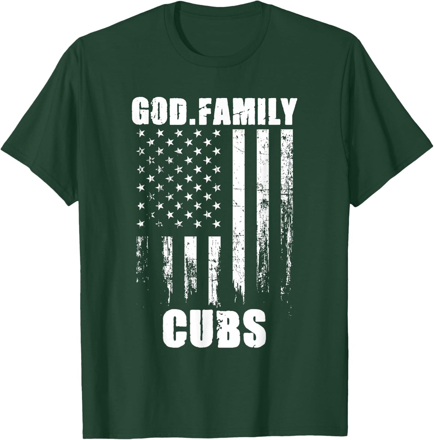 God. Family. Cubs. Vintage USA Flag T-Shirt - T-Shirt | Forest
