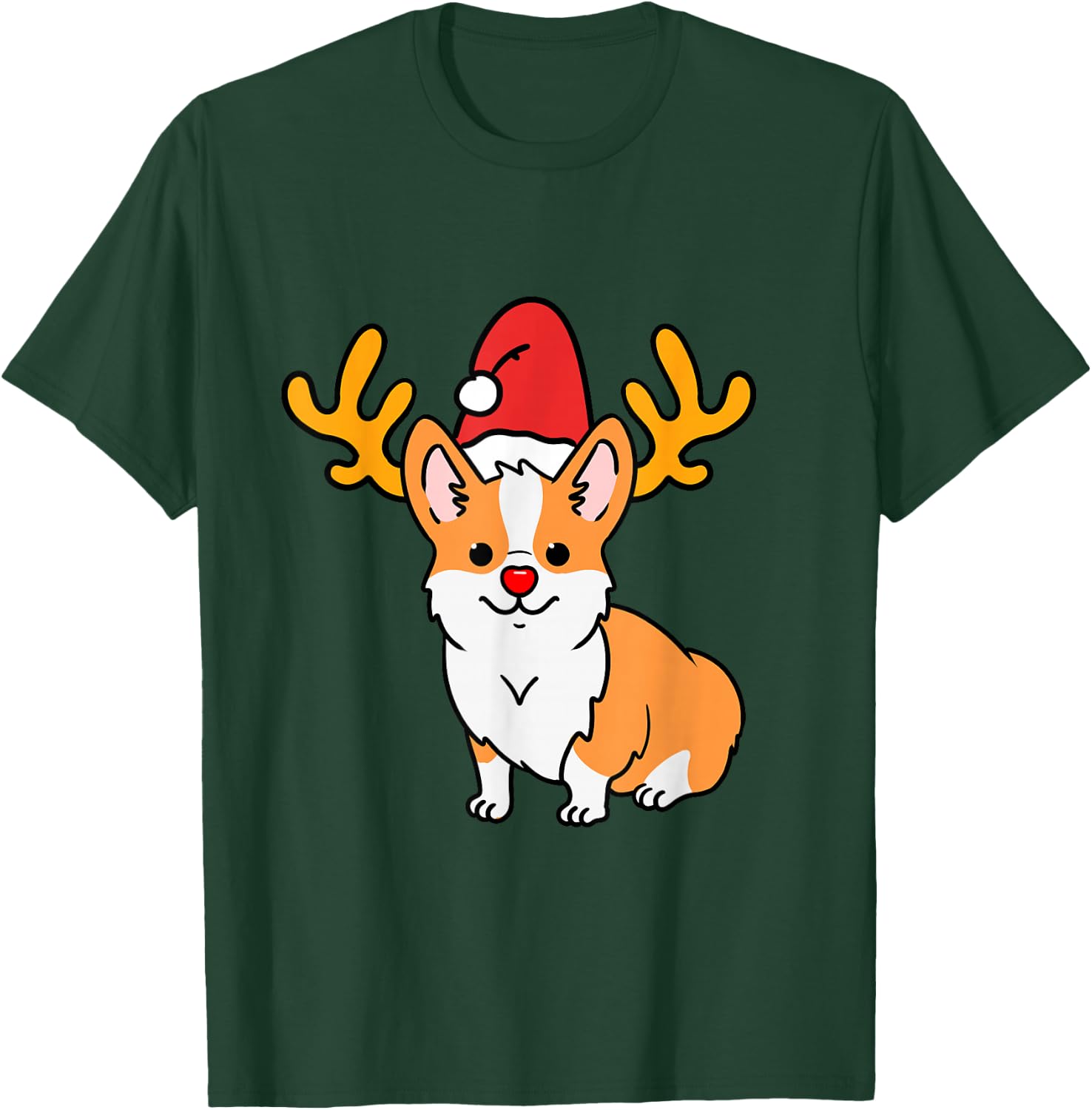 Corgi Reindeer Corgi Christmas T-Shirt - T-Shirt | Forest