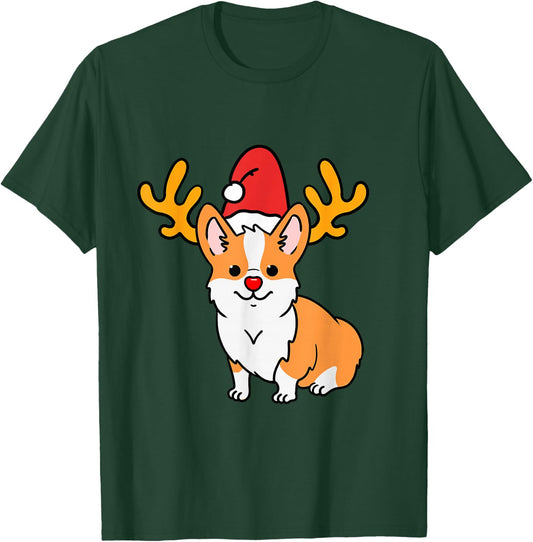 Corgi Reindeer Corgi Christmas T-Shirt - T-Shirt | Forest