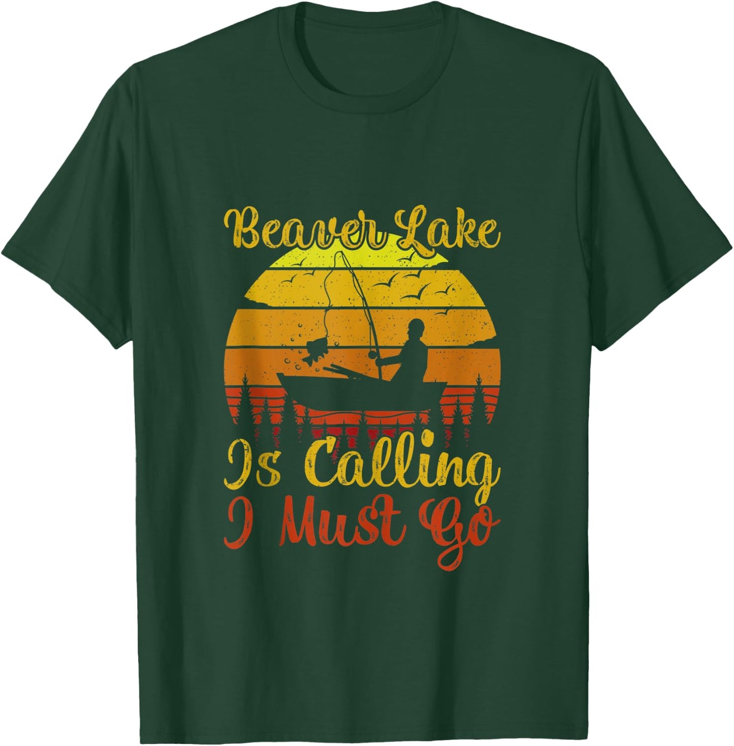 Vintage Beaver Lake Is Calling And I Must Go Fishing T-Shirt - T-Shirt | Forest