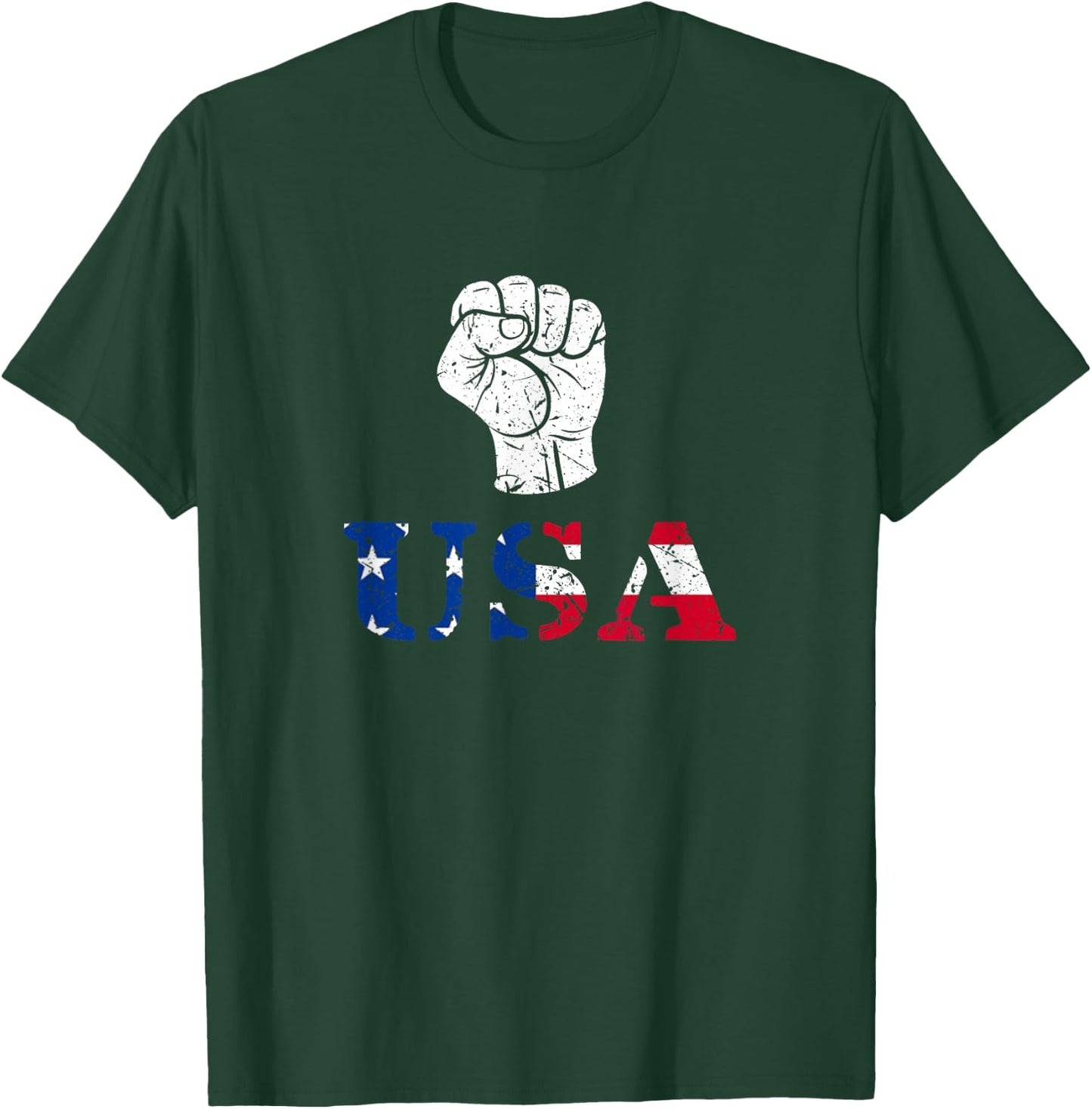 Trump Fist Distressed USA Red, White & Blue Design T-Shirt - T-Shirt | Forest