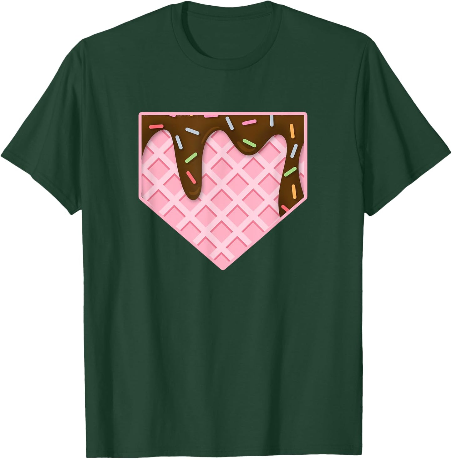 Home Plate Drip Ice Cream Sprinkles Softball Baseball Fans Men Women Girls Kids T-Shirt - T-Shirt | Forest