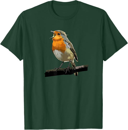 Robin Bird Watching Redbreast Birding Gift T-Shirt - T-Shirt | Forest