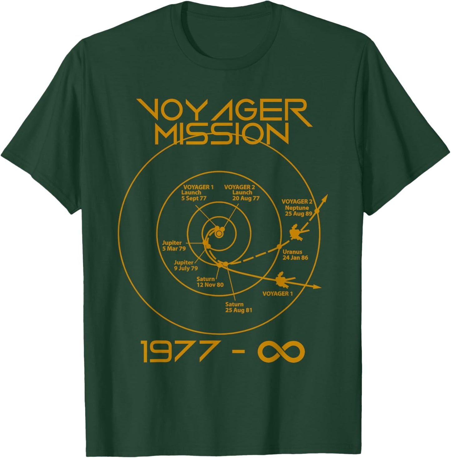 Space Voyager 1 2 Probes Outer Space Exploration Trajectory T-Shirt - T-Shirt | Forest