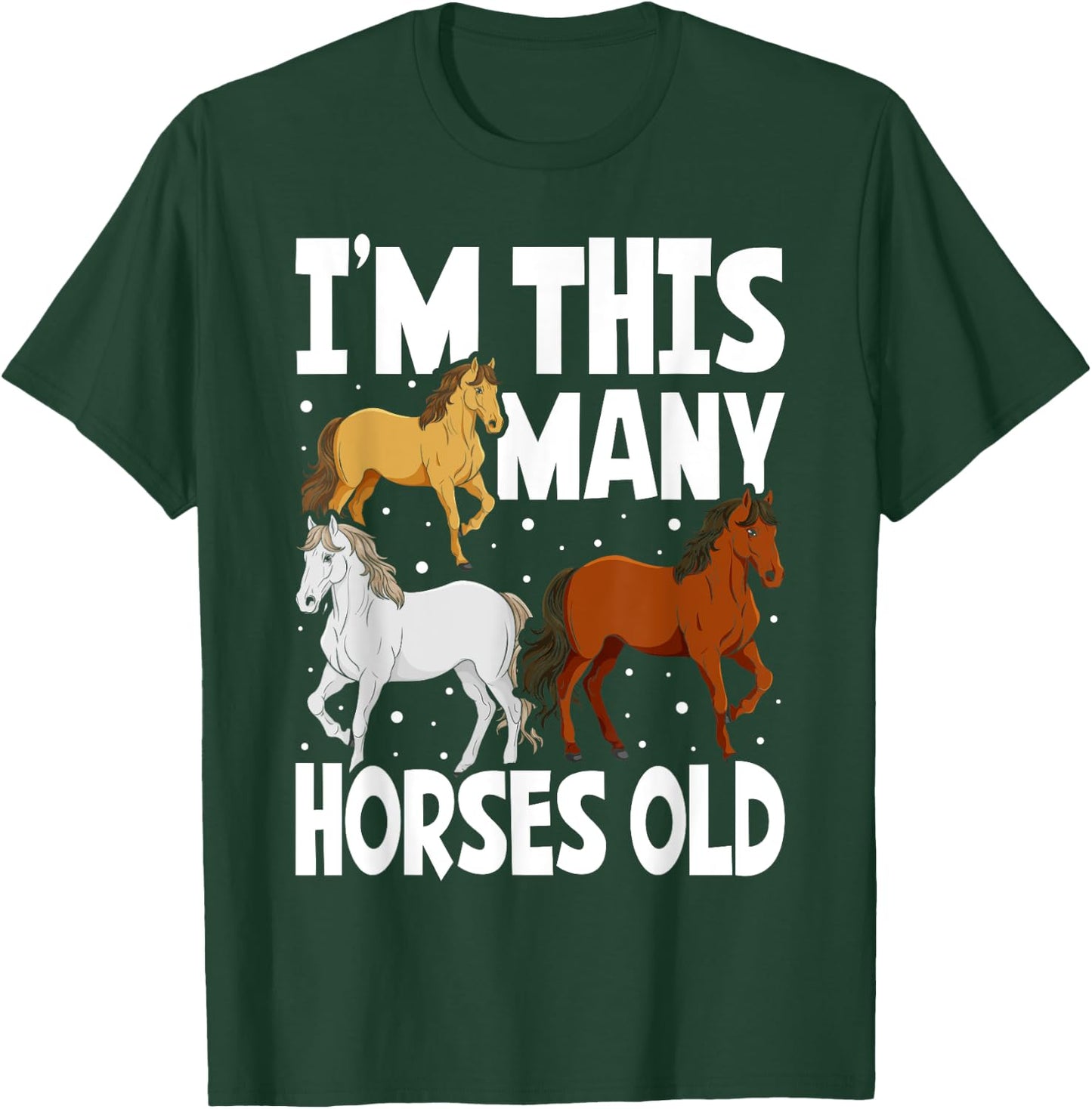 Kids 3 Years Old Girl Horses Old 3rd Birthday Kids T-Shirt - T-Shirt | Forest