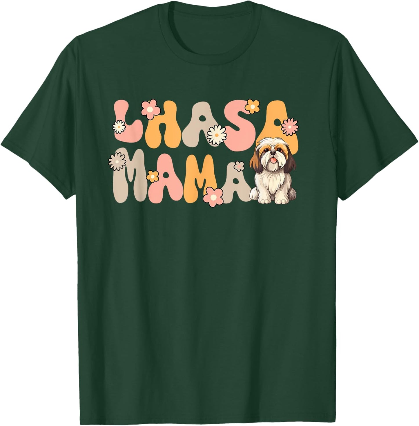 Lhasa Apso Groovy World's Best Lhasa Mama T-Shirt - T-Shirt | Forest