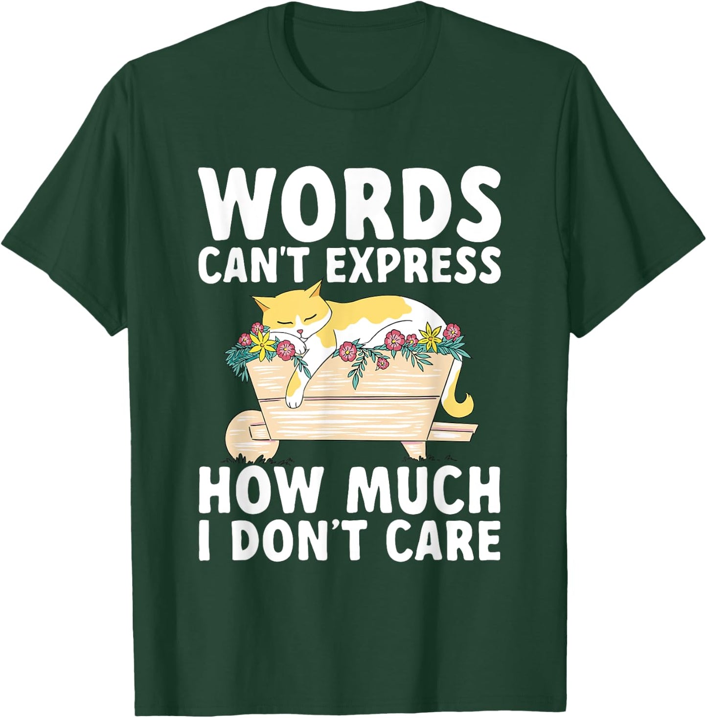 Words Can't Express How Much I Don't Care Sarcastic Cat T-Shirt - T-Shirt | Forest