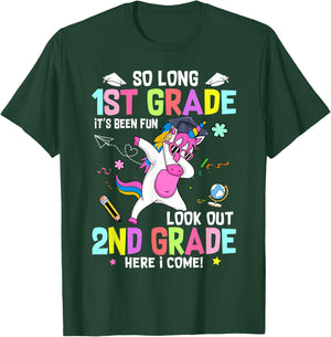 So Long 1st Grade It's Been Fun Look Out 2nd Grade Unicorn T-Shirt - T-Shirt | Forest