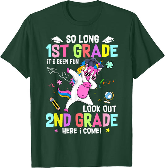 So Long 1st Grade It's Been Fun Look Out 2nd Grade Unicorn T-Shirt - T-Shirt | Forest