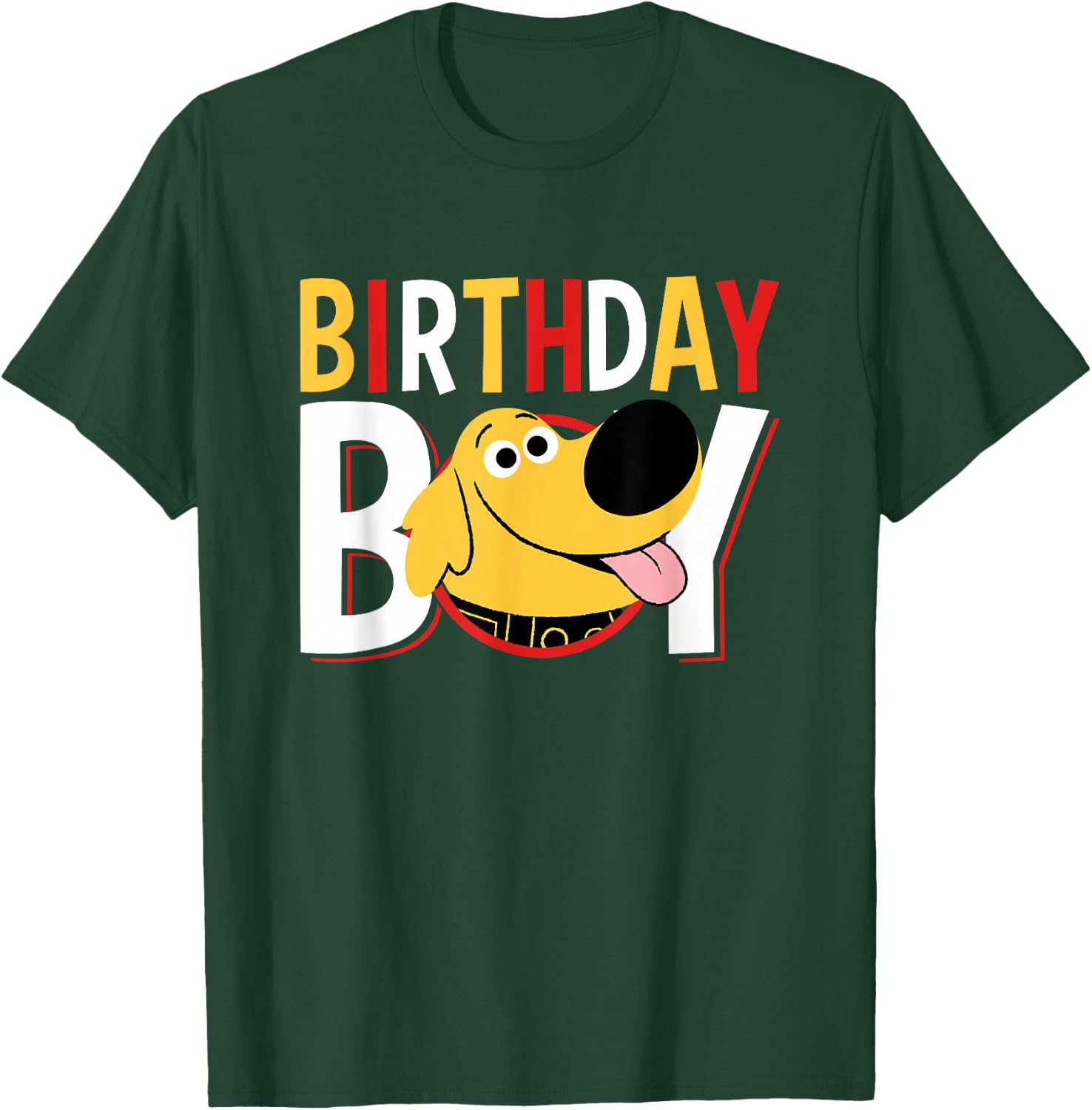 Disney Pixar Up Birthday Boy Cute Dug Big Chest Text Logo T-Shirt - T-Shirt | Forest