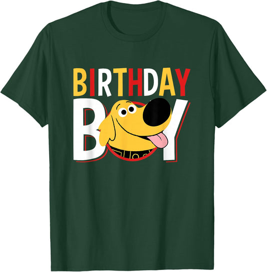 Disney Pixar Up Birthday Boy Cute Dug Big Chest Text Logo T-Shirt - T-Shirt | Forest