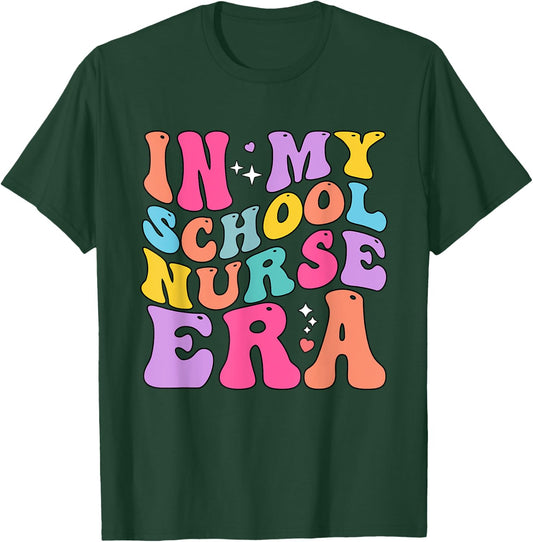 In My School Nurse Era Groovy Back To School T-Shirt - T-Shirt | Forest