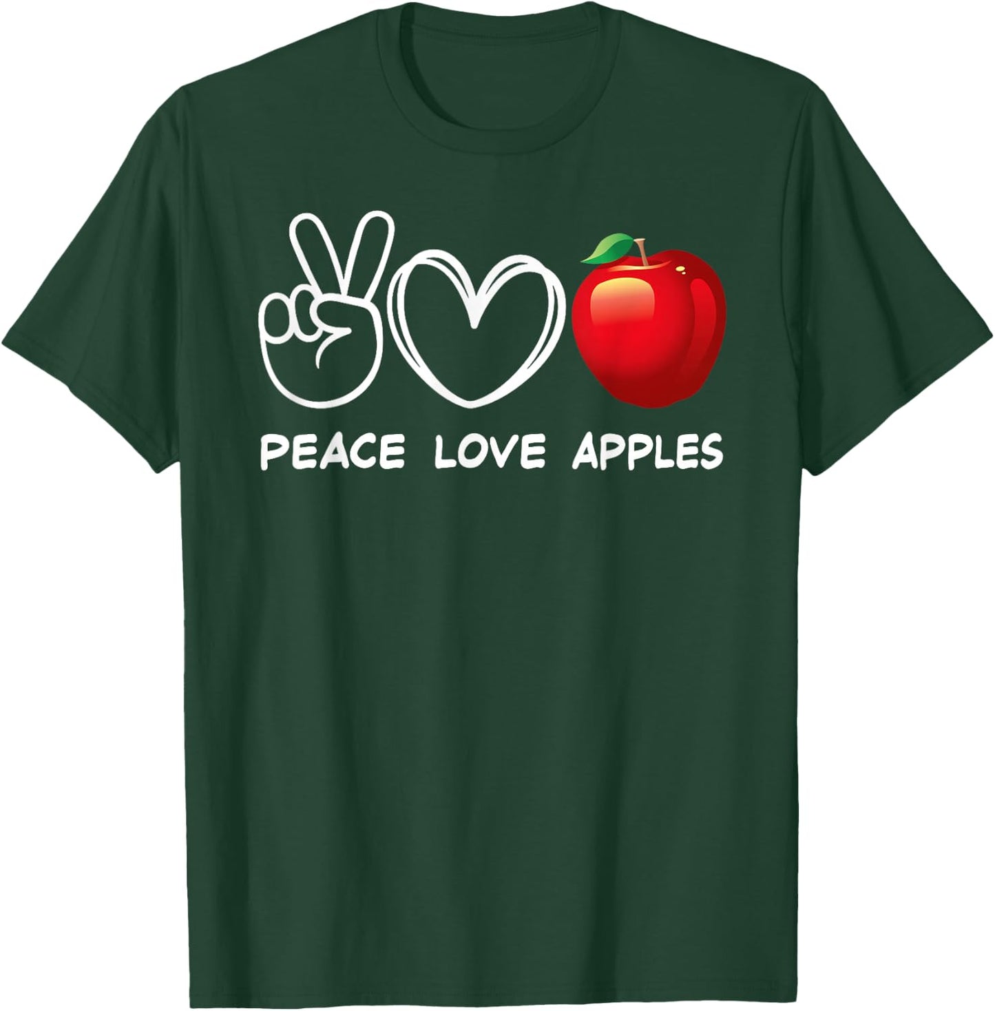 Peace, Love Apples Retro Apple Lover Fruit Lover T-Shirt - T-Shirt | Forest