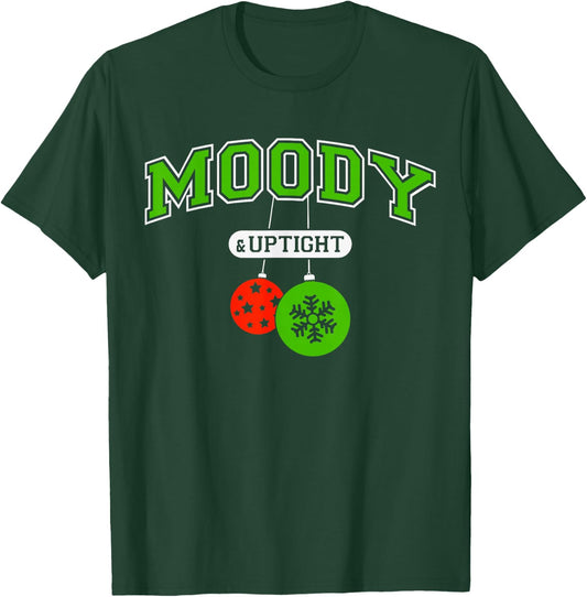 Moody And Uptight Merry And Christmas Bright Matching Couple T-Shirt - T-Shirt | Forest