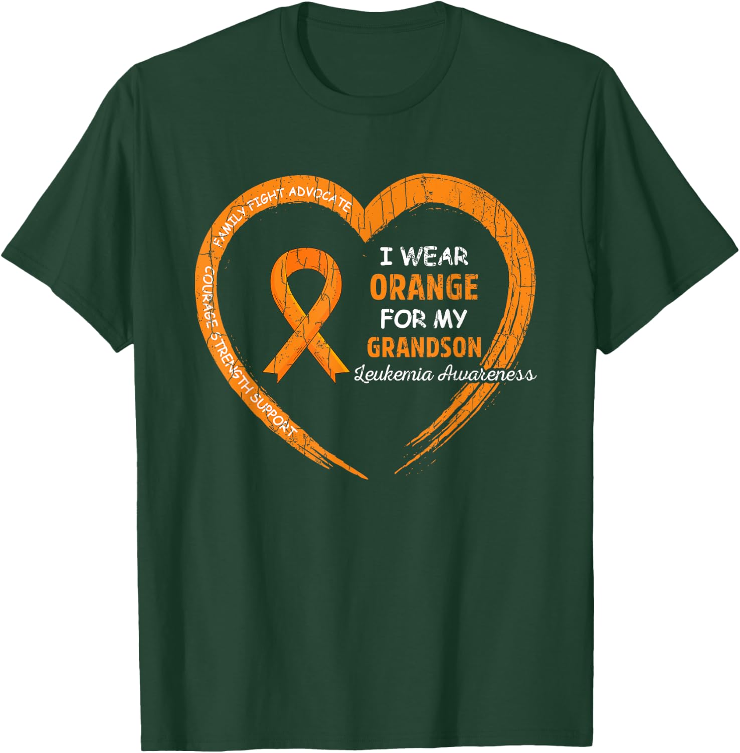 I Wear Orange For My Grandson Leukemia Awareness Graphic T-Shirt - T-Shirt | Forest