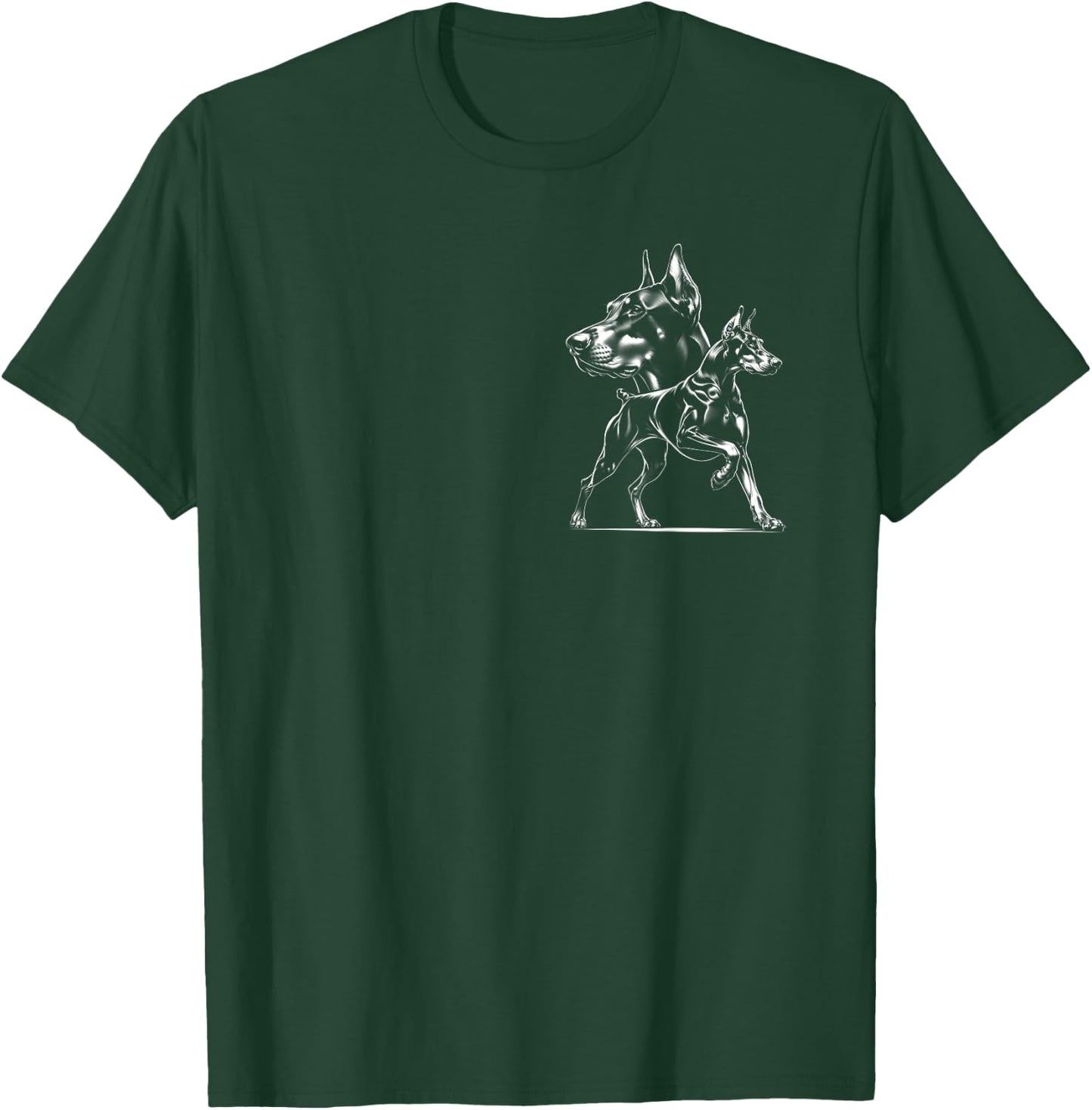 Doberman Dog in Proud Pose in Cool Style on Chest T-Shirt - T-Shirt | Forest