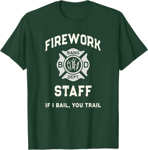 Patriotic FIREWORK STAFF Safety Director July 4th Pyro Tech T-Shirt - T-Shirt | Forest