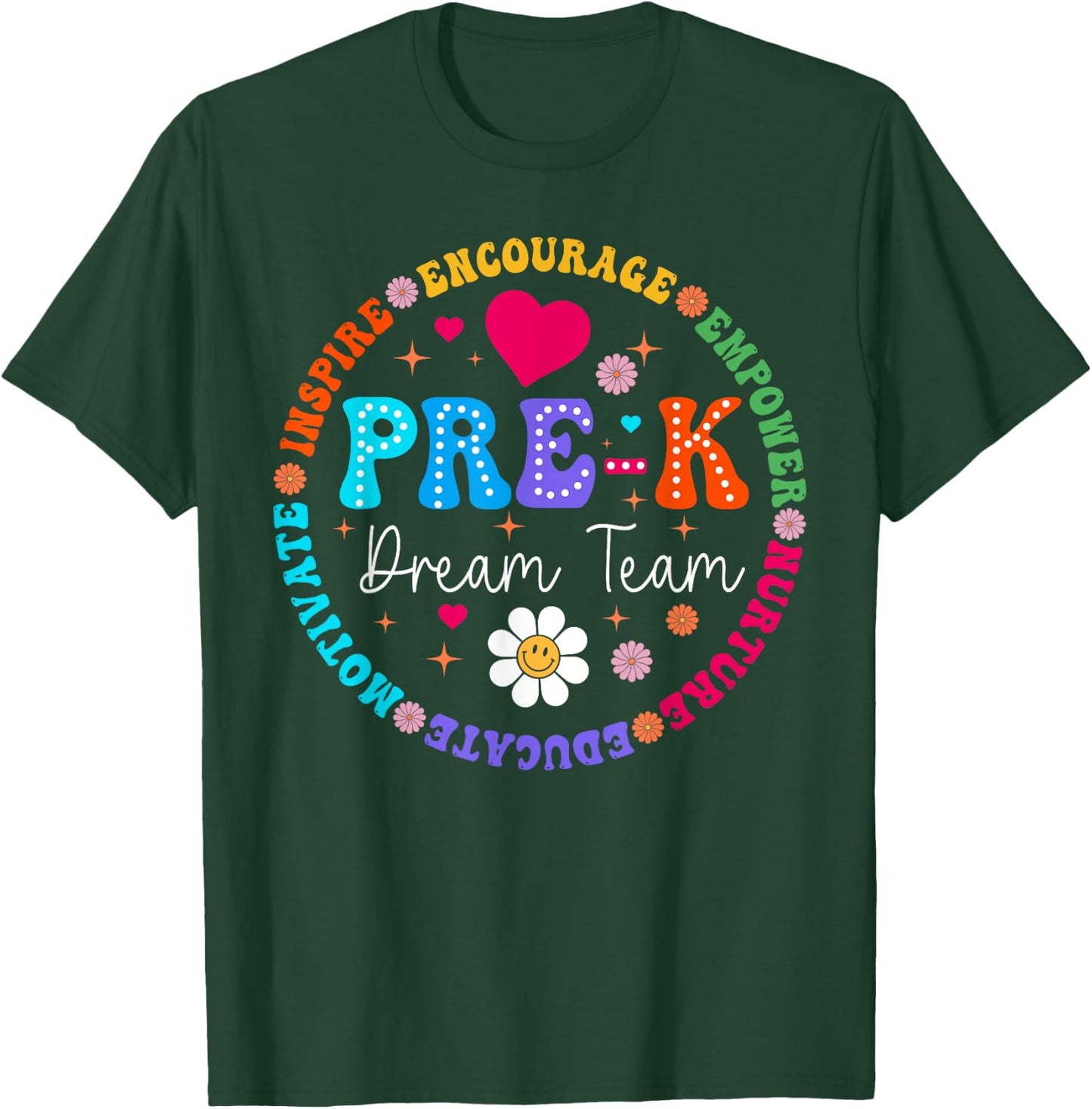 Pre K Dream Team Back To School Boys First Day Teacher T-Shirt - T-Shirt | Forest