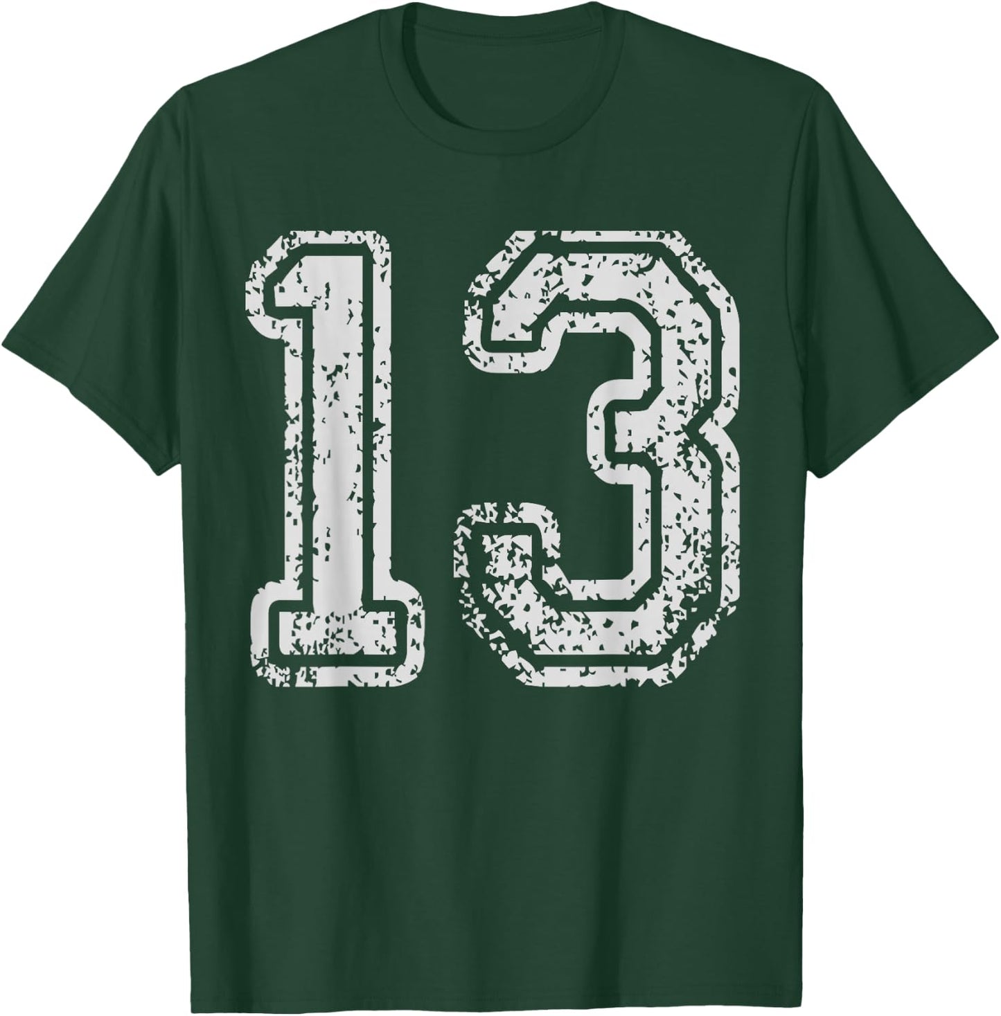 Team Jersey Uniforms Number 13 Thirteen School Sports Bdays T-Shirt - T-Shirt | Forest