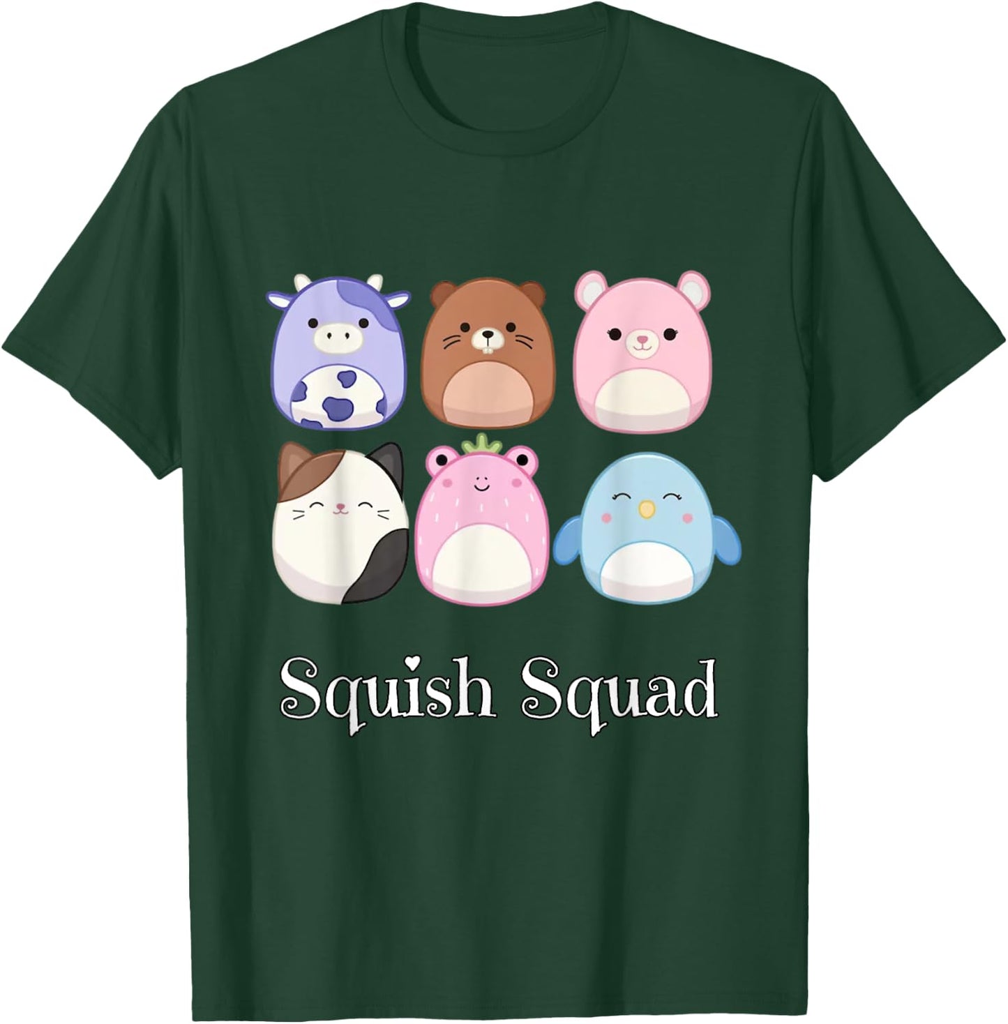 Squish Mallow Squad! Cow, Cat, Bird Stuffed Animal Plush Toy T-Shirt - T-Shirt | Forest