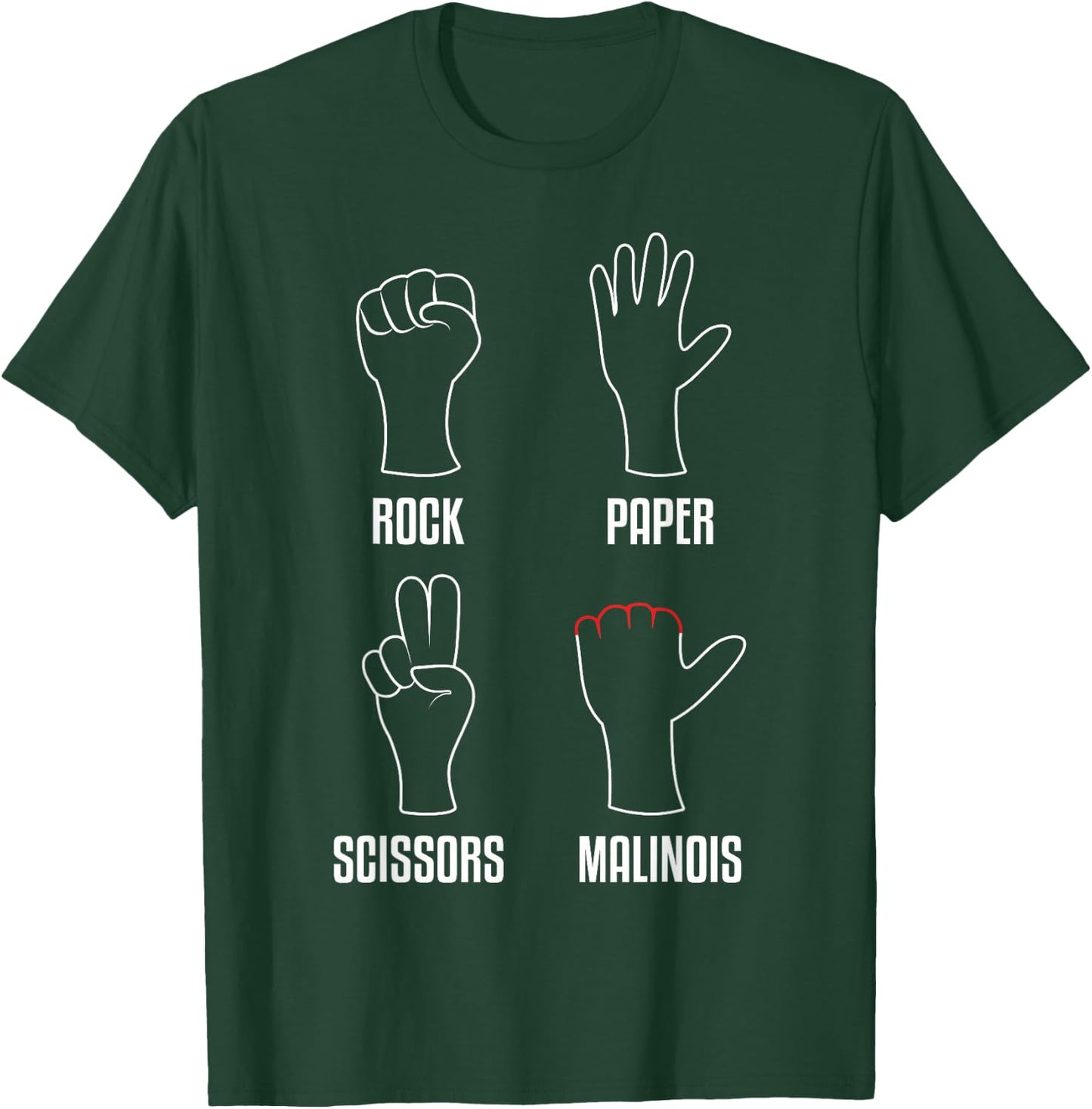Rock Paper Scissors Malinois Funny Belgian Malinois Dog T-Shirt - T-Shirt | Forest
