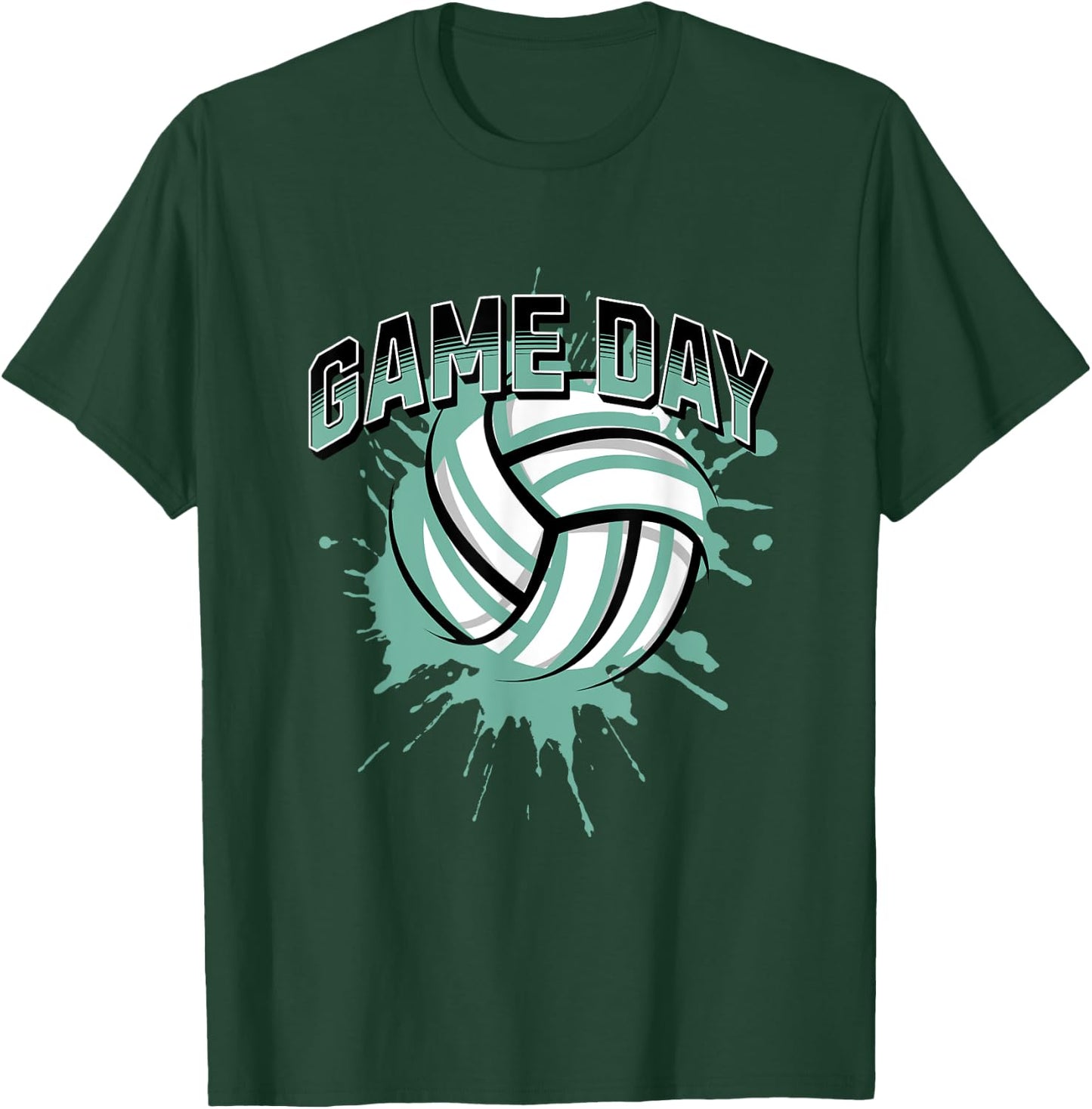 Volleyball Parents Team Game Day Teal Black & Gray Art T-Shirt - T-Shirt | Forest