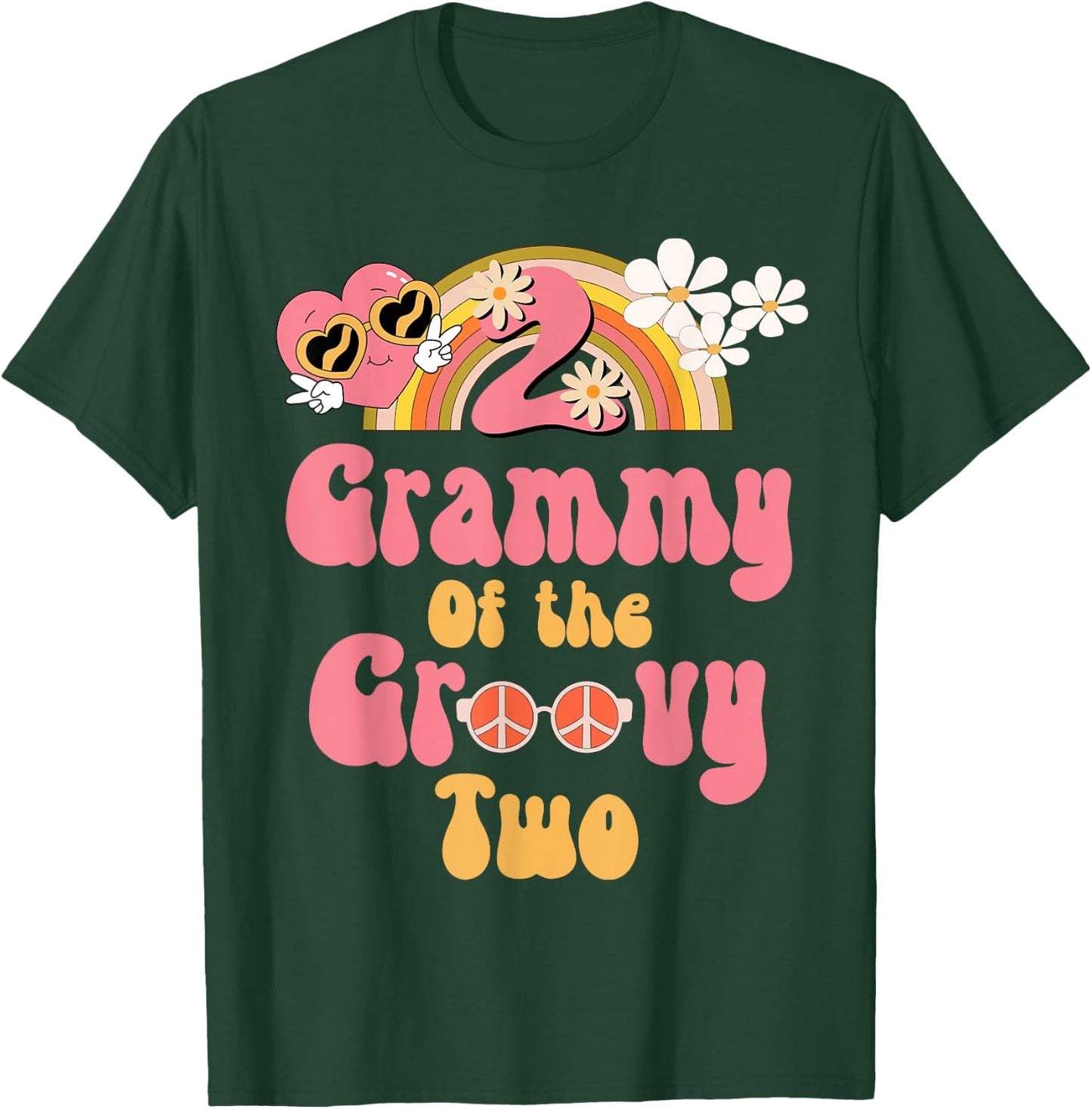 Grammy of the Groovy Two peace sign retro birthday matching T-Shirt - T-Shirt | Forest