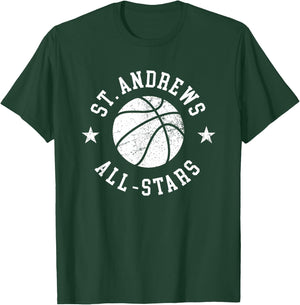 St. Andrews Vintage All-Stars Retro 80s Basketball T-Shirt - T-Shirt | Forest