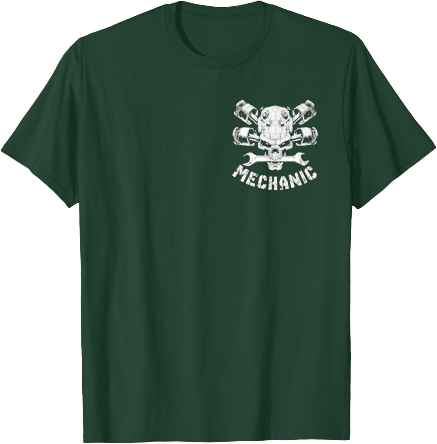 Mechanic Skull Pocket - Mechanic Tools Design Art T-Shirt - T-Shirt | Forest
