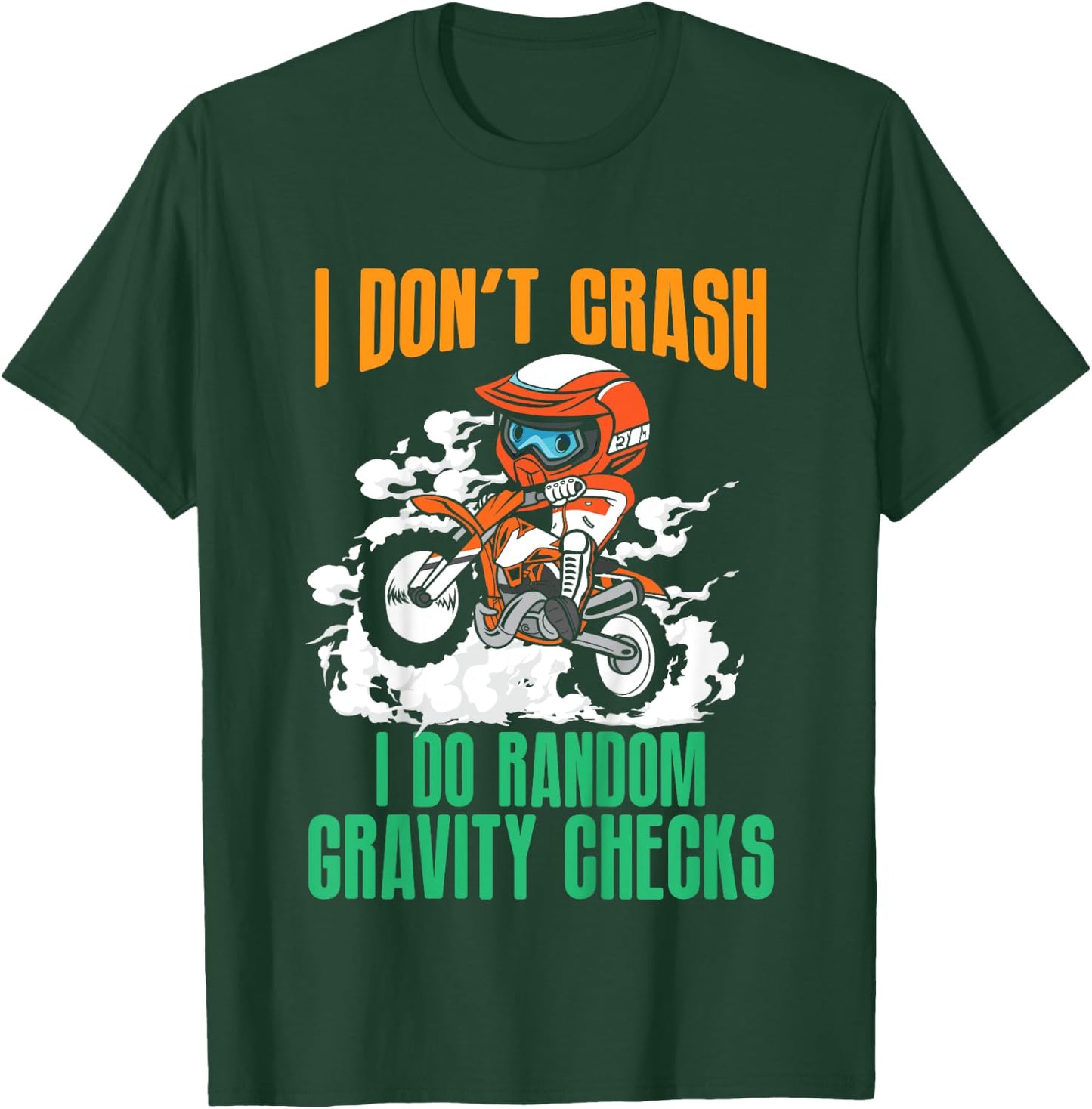 Kids Funny Gravity Check Dirt Bike Motocross Motorcycle Crash MX T-Shirt - T-Shirt | Forest