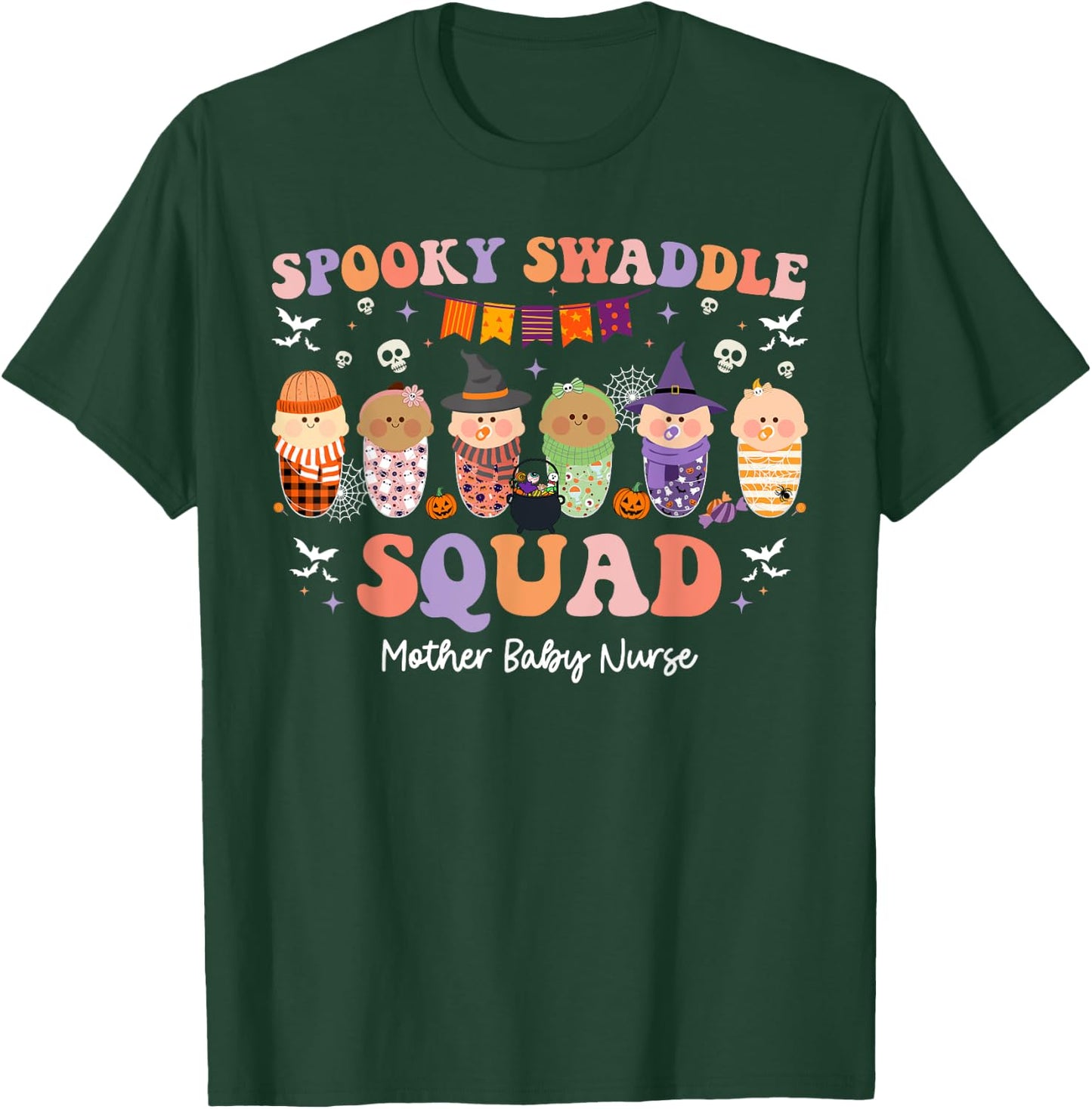 Spooky Swaddle Squad Mother Baby Nurse Halloween T-Shirt - T-Shirt | Forest
