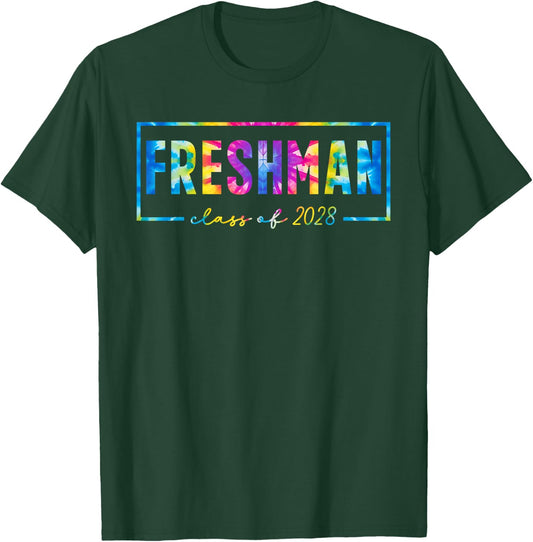 Minimal Tie Dye Freshman Class of 2028 9th Grade High School T-Shirt - T-Shirt | Forest