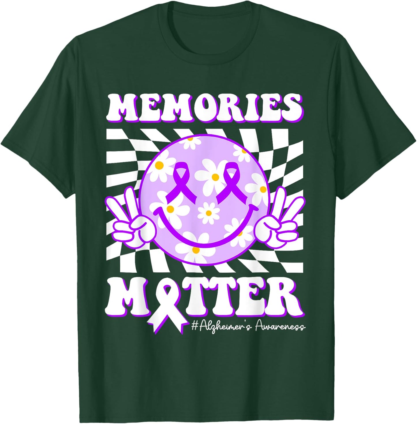 Groovy Memories Matter Dementia Alzheimers Awareness Purple T-Shirt - T-Shirt | Forest