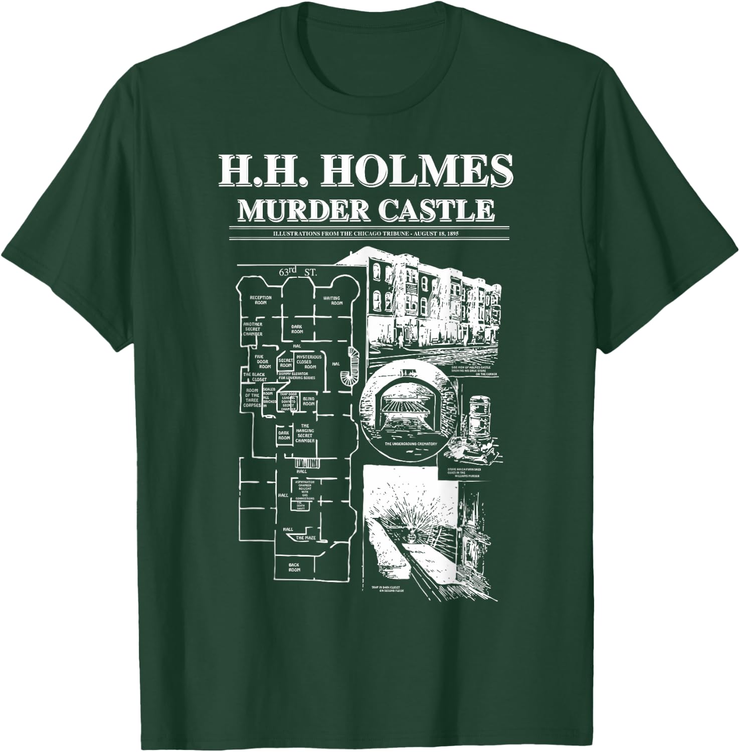 H.H. Holmes Murder Castle True Crime Serial Killer T-Shirt - T-Shirt | Forest