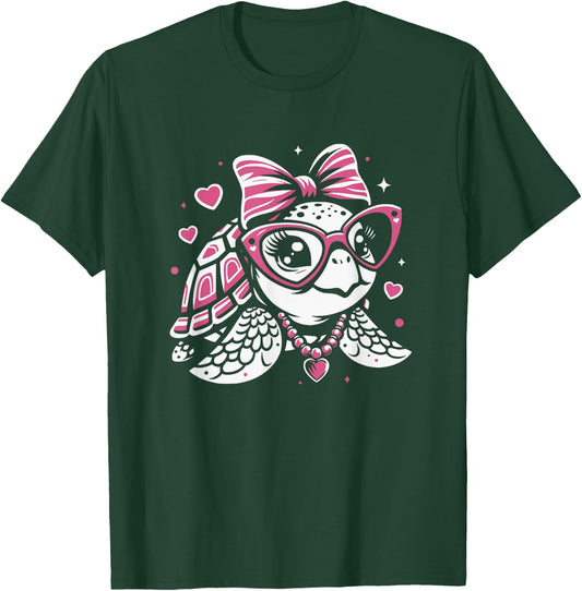 Cute Sea Turtle For Girls Graphic Art Design T-Shirt - T-Shirt | Forest