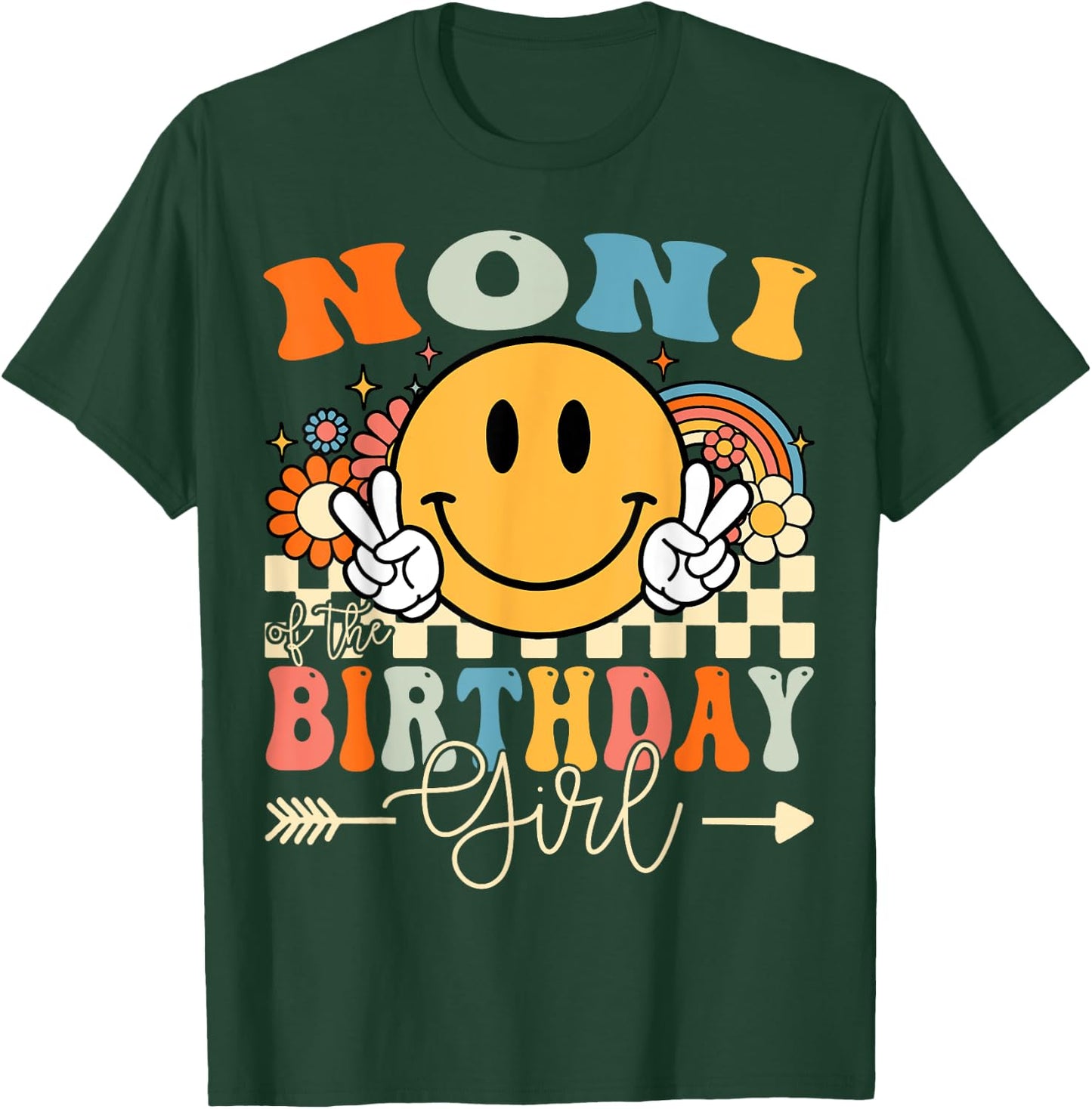Noni Of The Birthday Girl Groovy Retro Vintage T-Shirt - T-Shirt | Forest