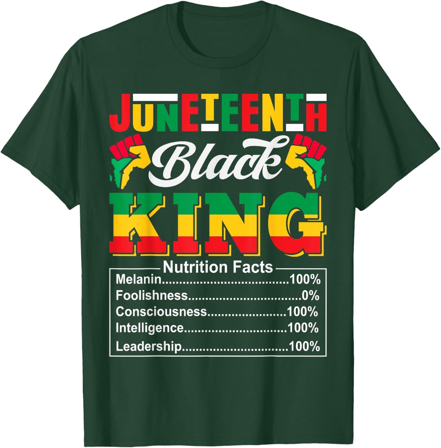 Juneteenth 1865 Black King Nutritional Facts Juneteenth Men T-Shirt - T-Shirt | Forest