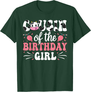 Cousin Of The Birthday Girl Cow Family Matching 1st Birthday T-Shirt - T-Shirt | Forest