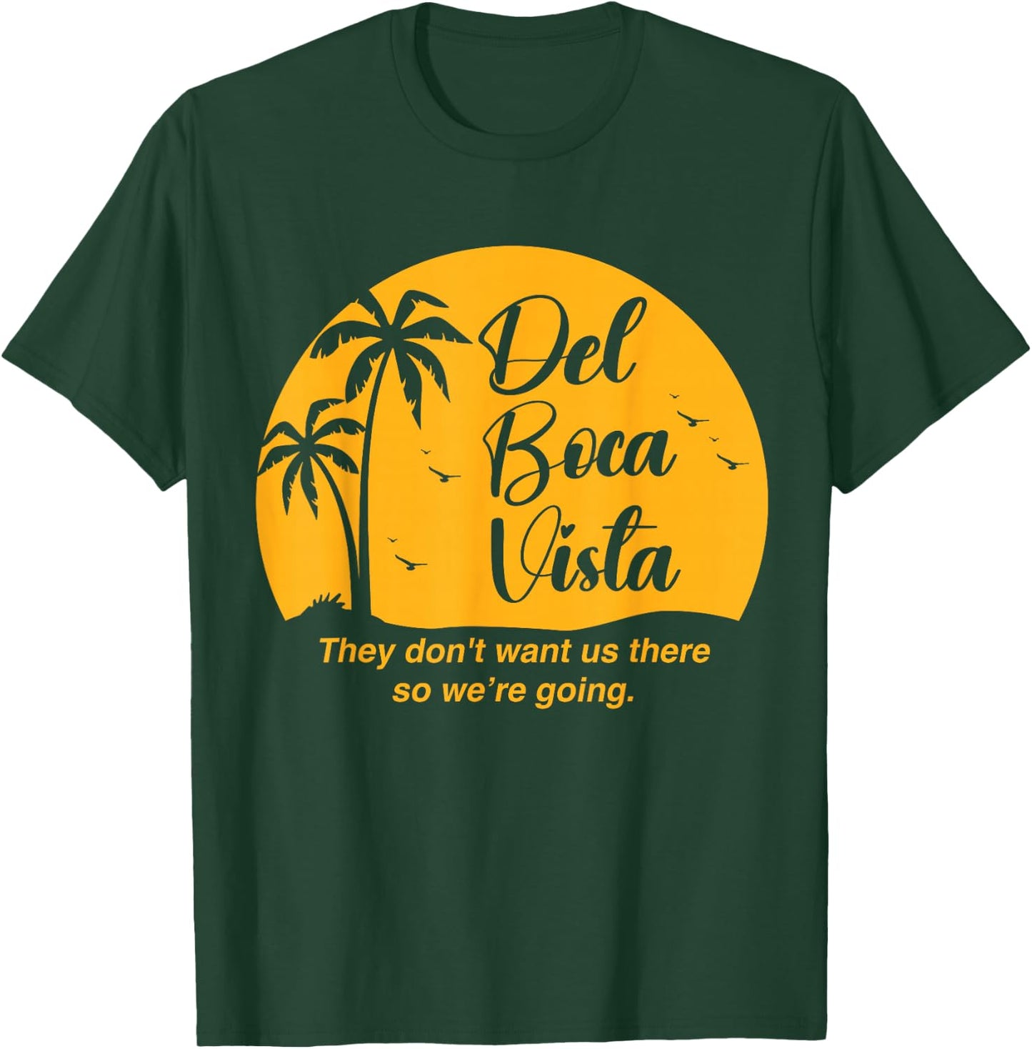 Del Boca Vista Apparel -Adults Funny Retirement Community Vacation - Black - Small - Short Sleeve T-Shirt - T-Shirt | Forest