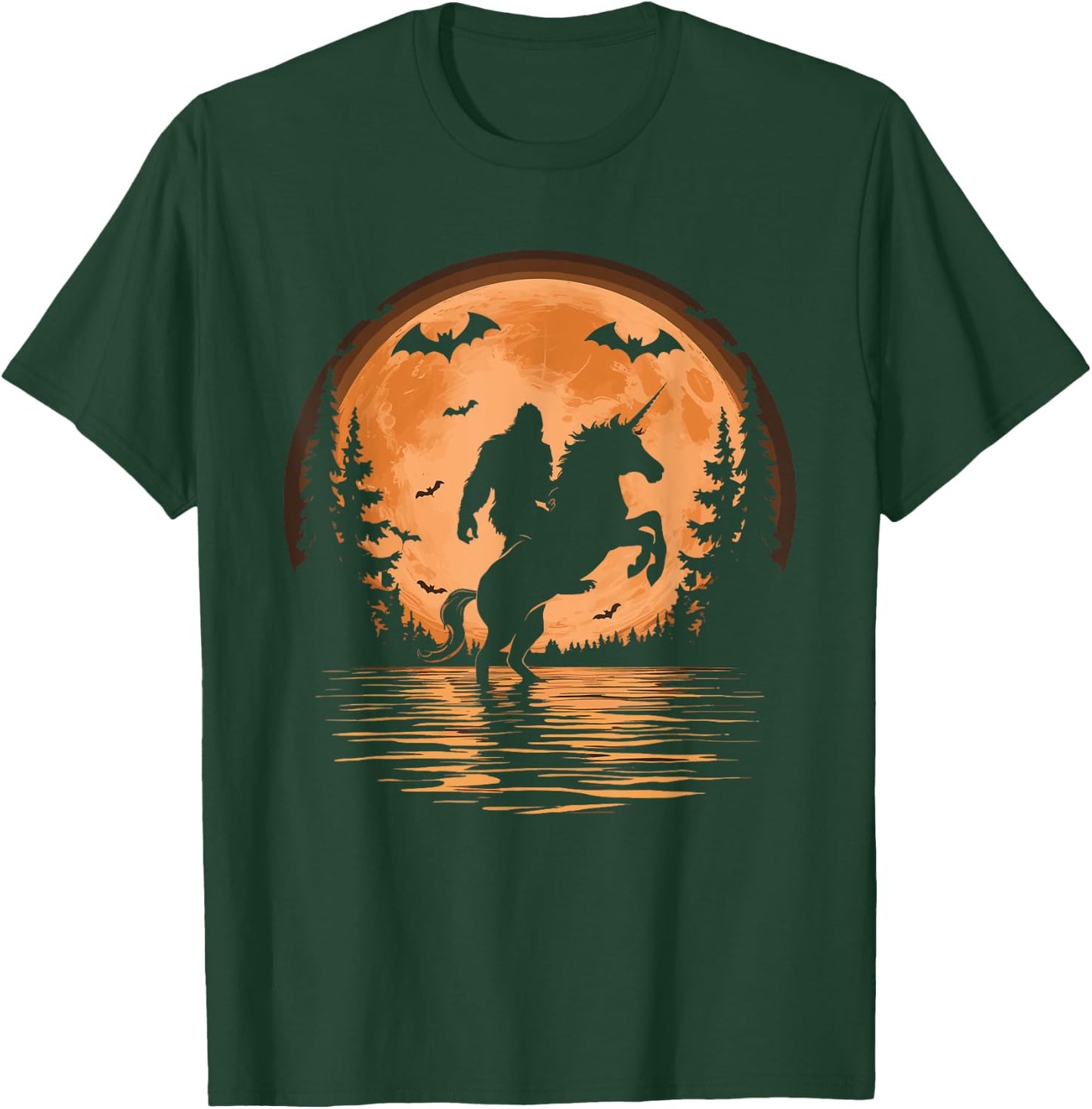 Bigfoot Riding Unicorn T-Shirt - T-Shirt | Forest