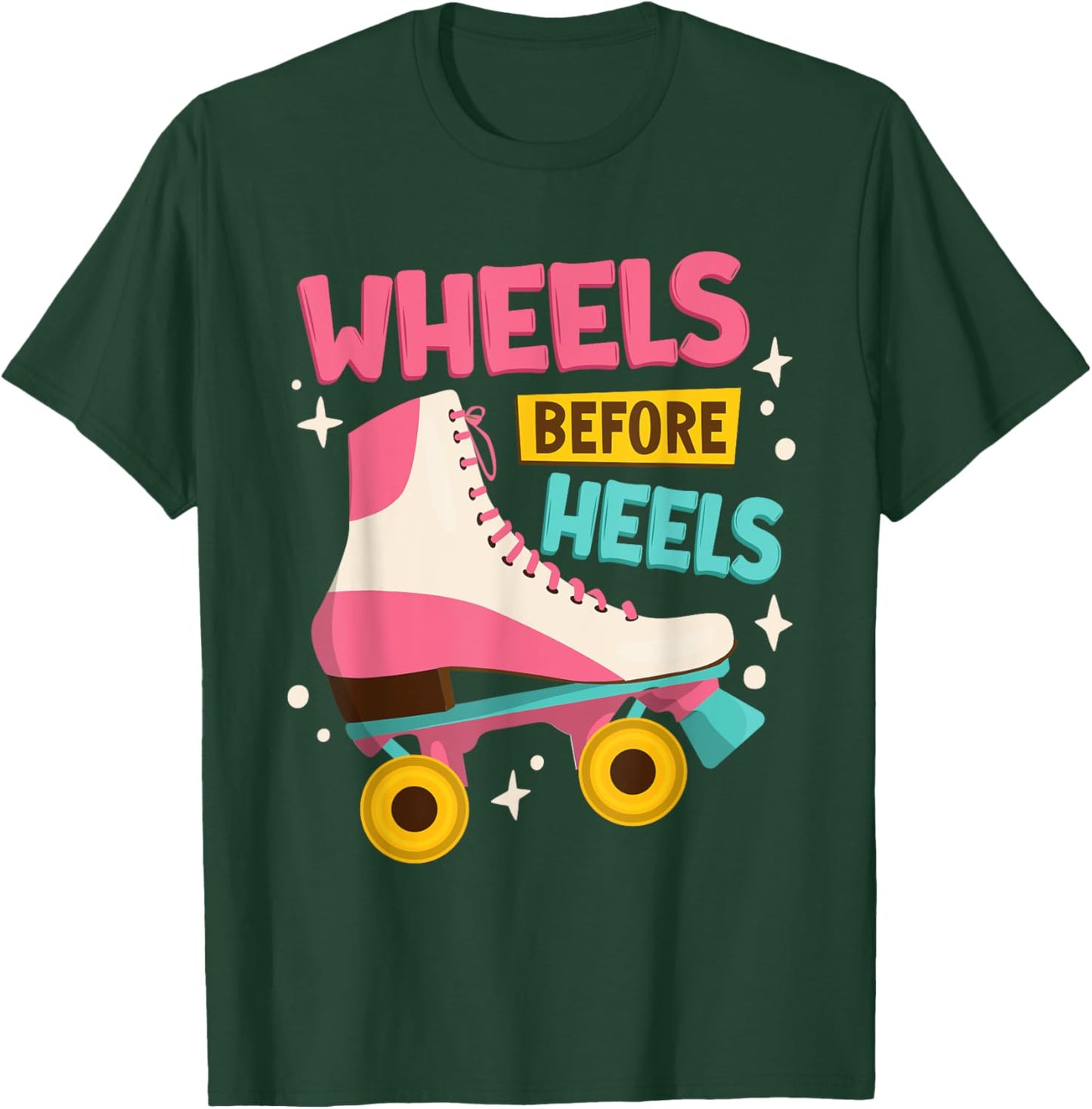Vintage Roller Skating 90s 80s Wheels Before Heels T-Shirt - T-Shirt | Forest
