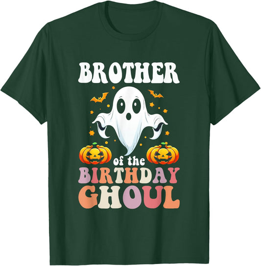Halloween Brother of the Birthday Ghoul Retro Groovy Hippie T-Shirt - T-Shirt | Forest