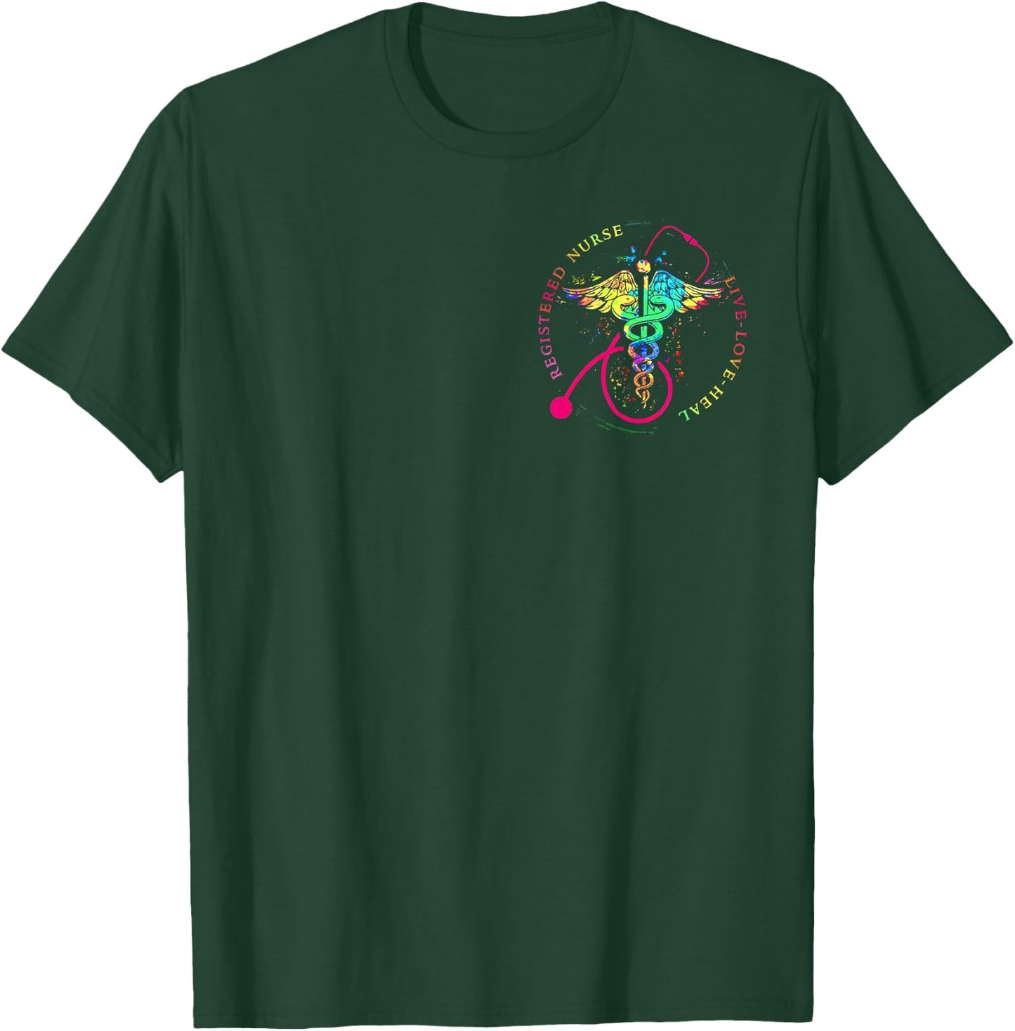 Registered Nurse Stethoscope Nursing RN Staff Pocket RN T-Shirt - T-Shirt | Forest
