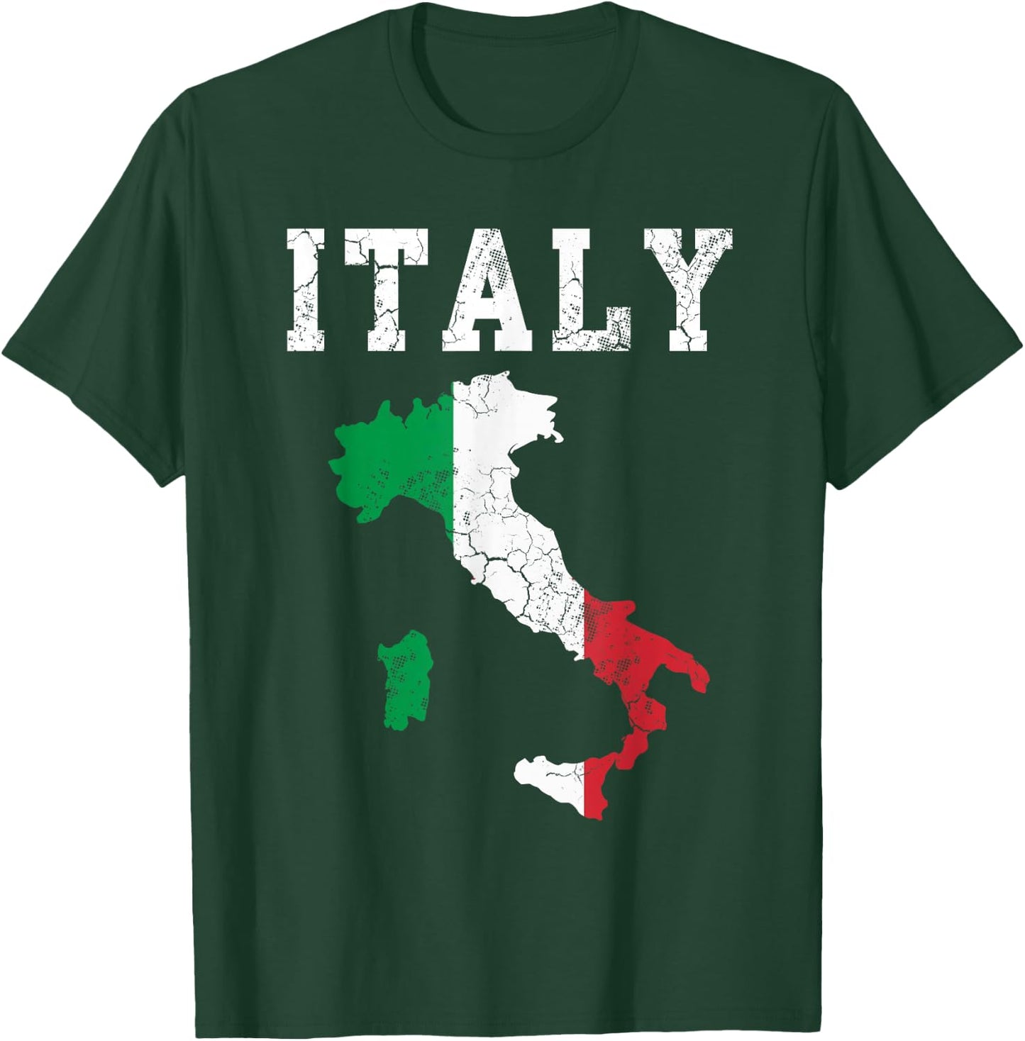 Italy Italia Flag Map Italian Vintage Fade T-Shirt - T-Shirt | Forest
