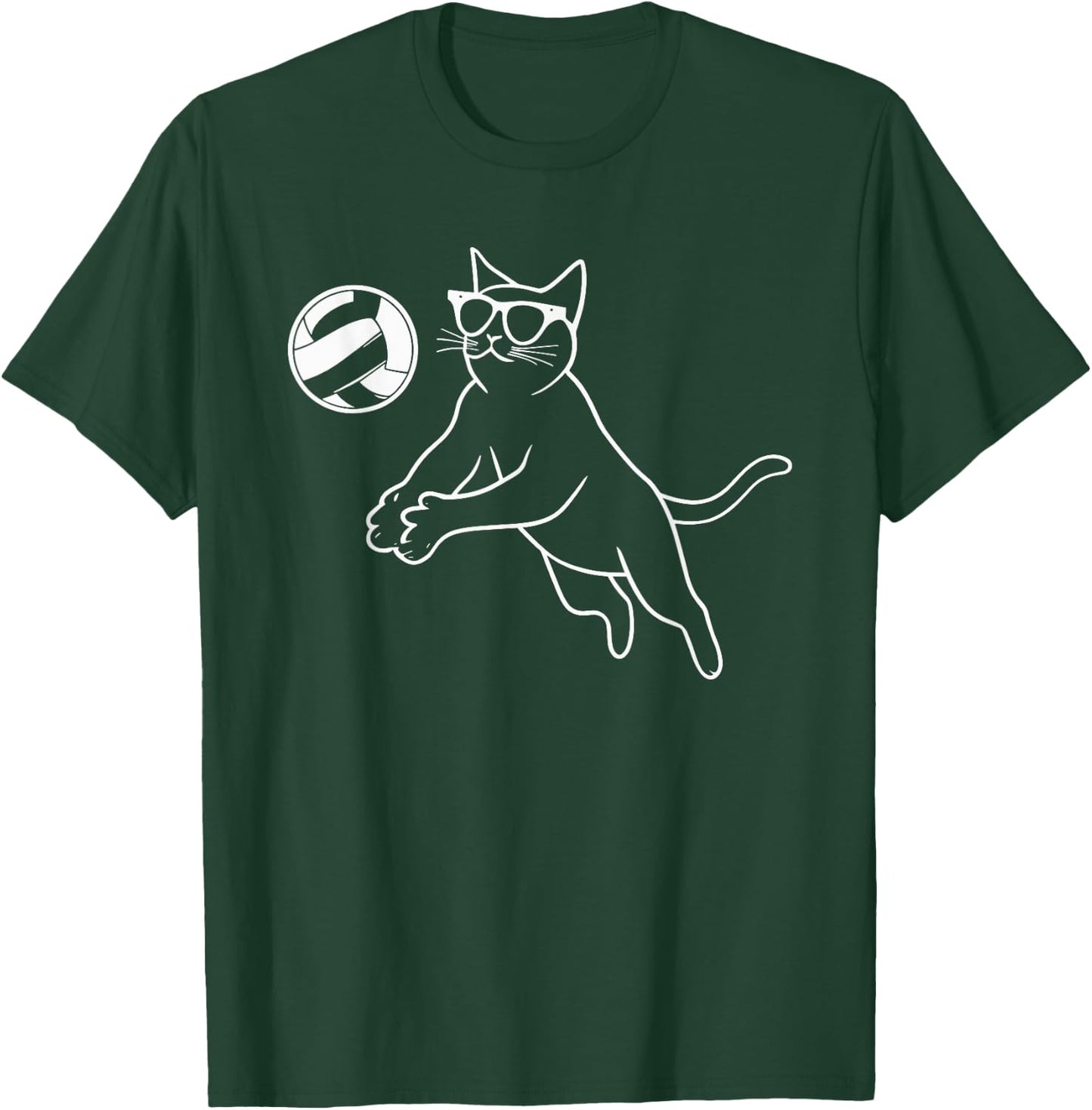 Cat Wearing Sunglasses Volleyball Cat T-Shirt - T-Shirt | Forest