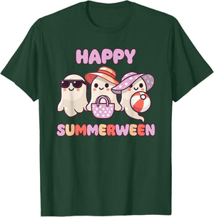 Happy Summerween Summer Halloween Ghost Men Women Kids T-Shirt - T-Shirt | Forest