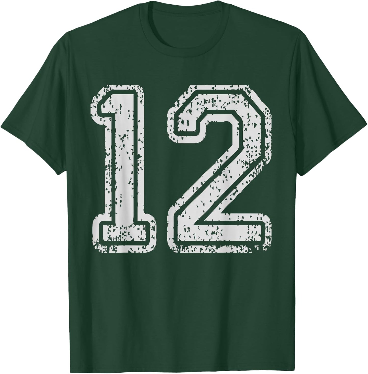 Team Jersey Uniforms Number 12 Twelve School Sports Birthday T-Shirt - T-Shirt | Forest